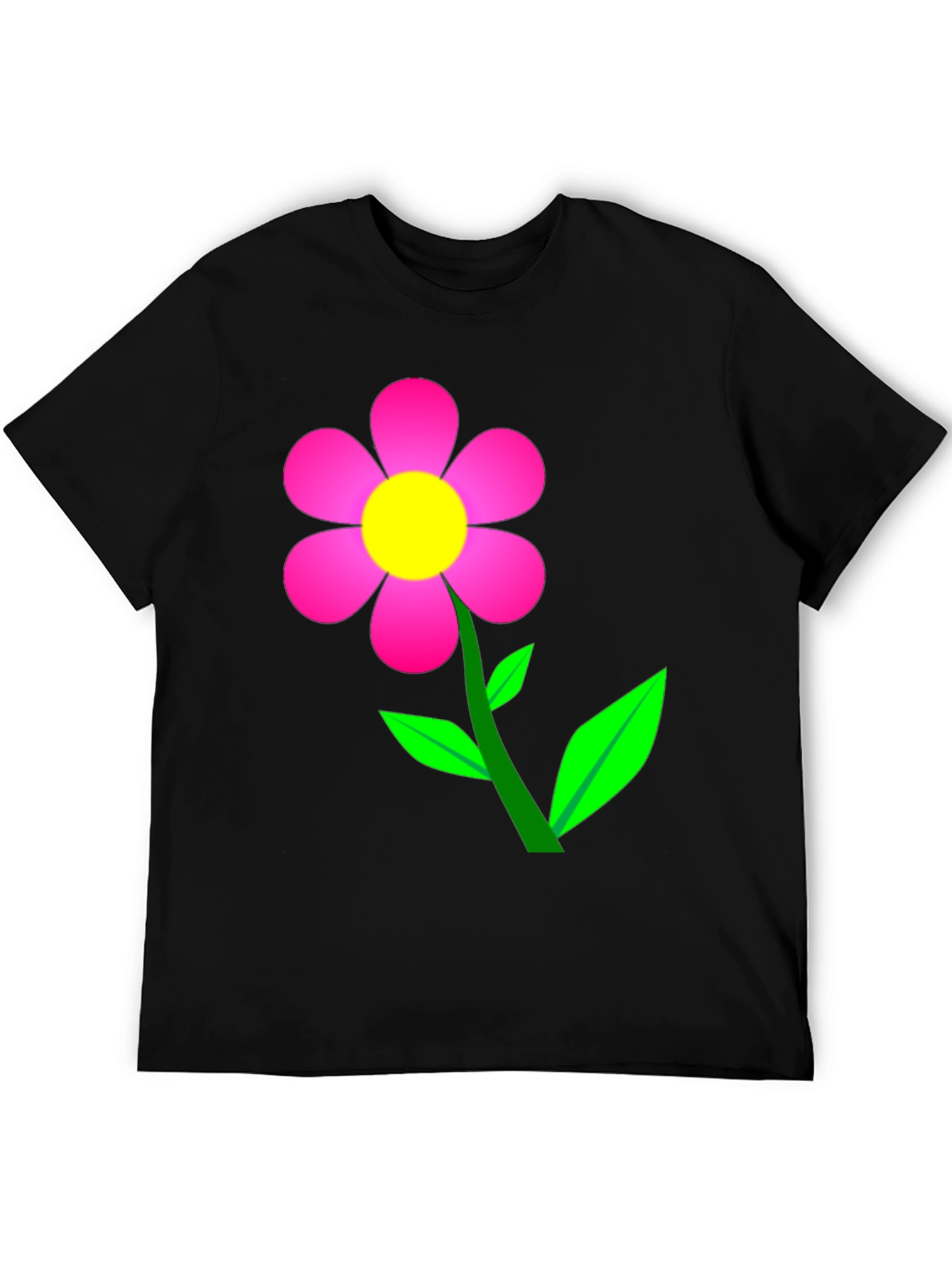 Flower Power Graphic Tee - Soft Black Cotton T-Shirt