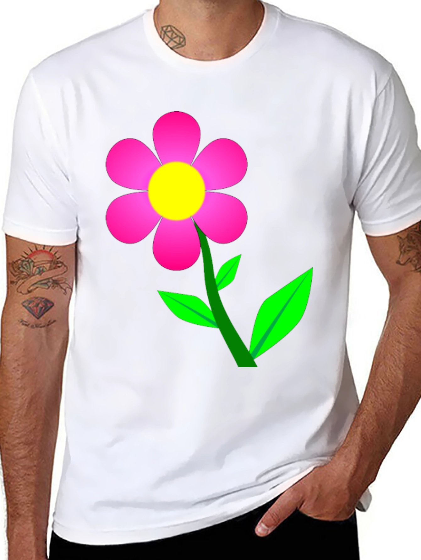 Flower Power Graphic Tee - Soft Black Cotton T-Shirt