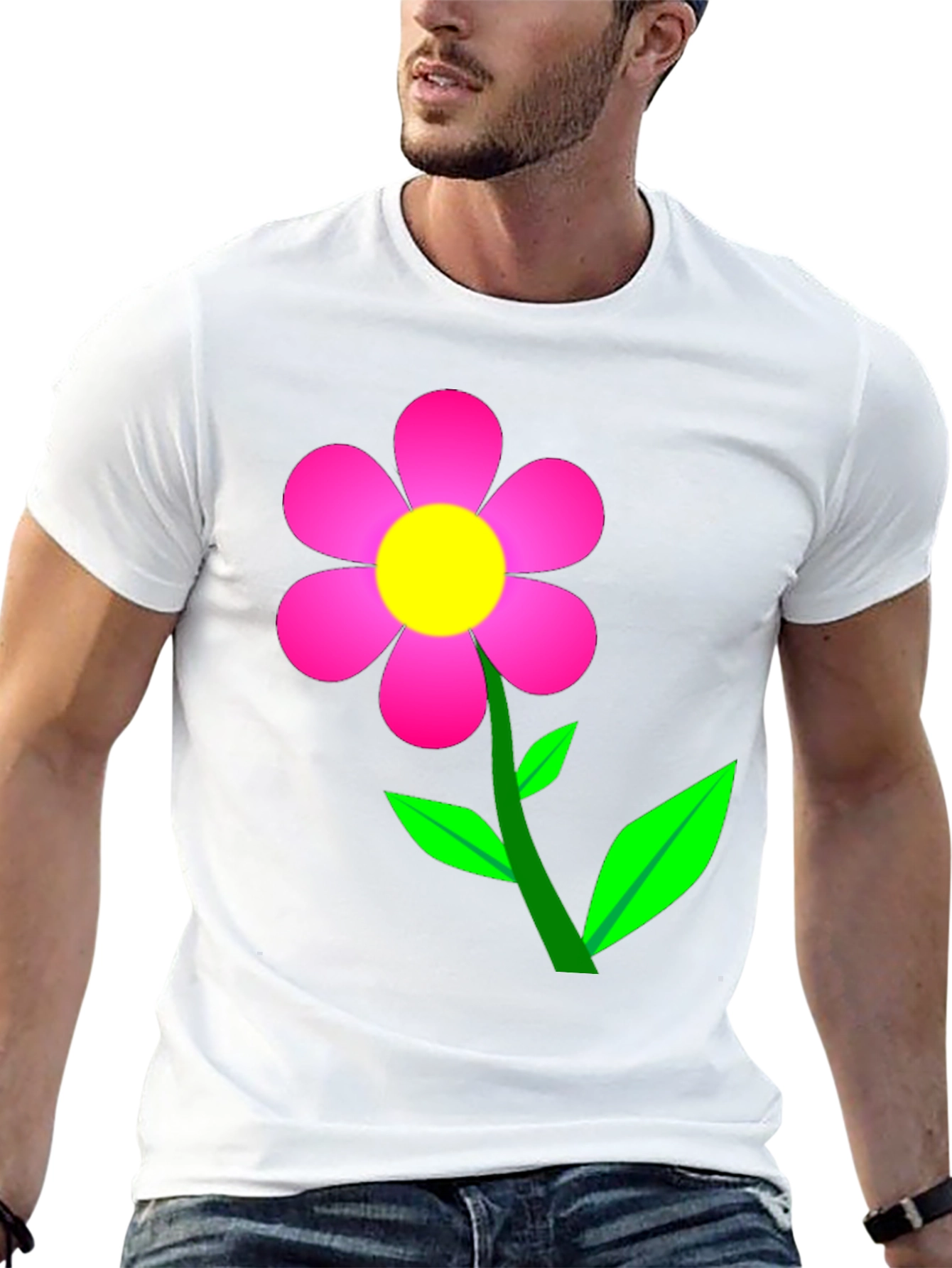 Flower Power Graphic Tee - Soft Black Cotton T-Shirt