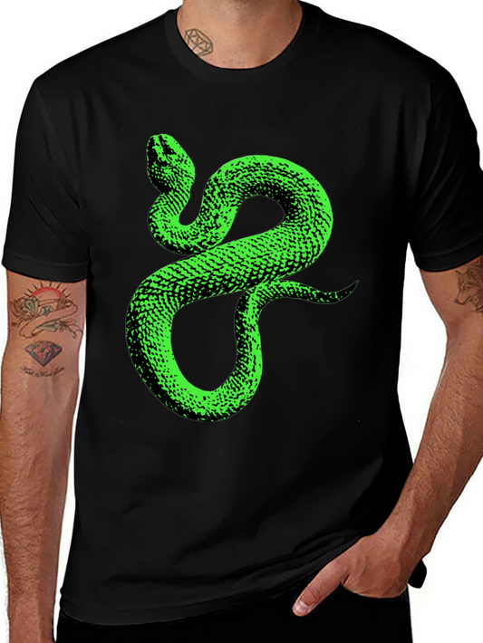 Green Snake Graphic Tee - Stylish Black Cotton T-Shirt