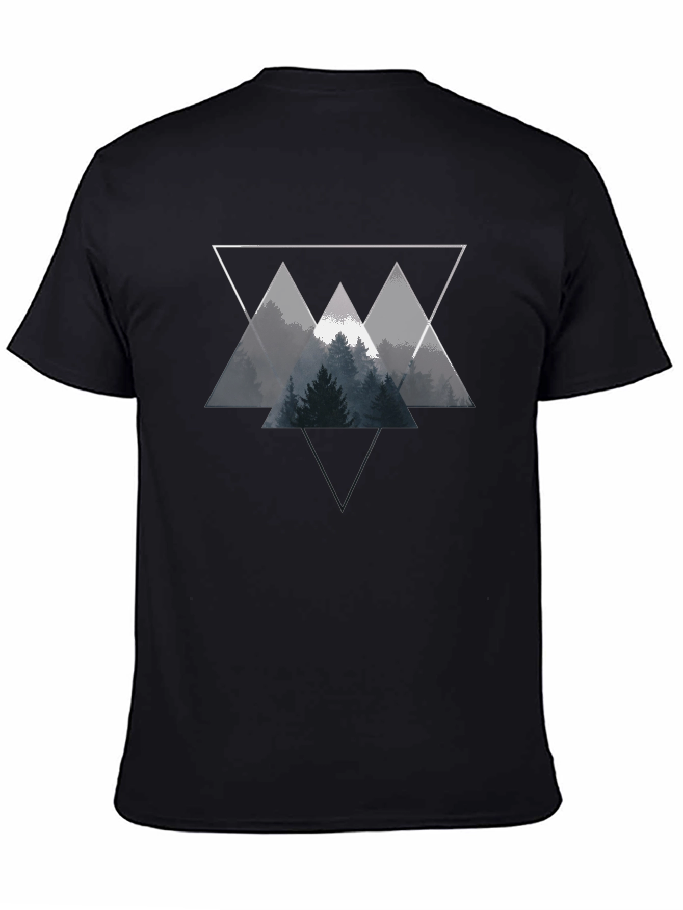 Geometric Forest Graphic Tee - Black Unisex T-Shirt