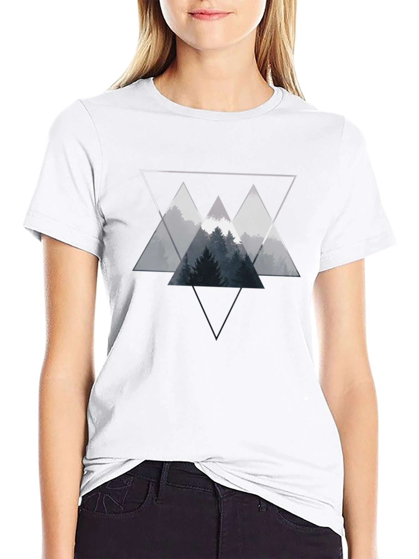 Geometric Forest Graphic Tee - Black Unisex T-Shirt