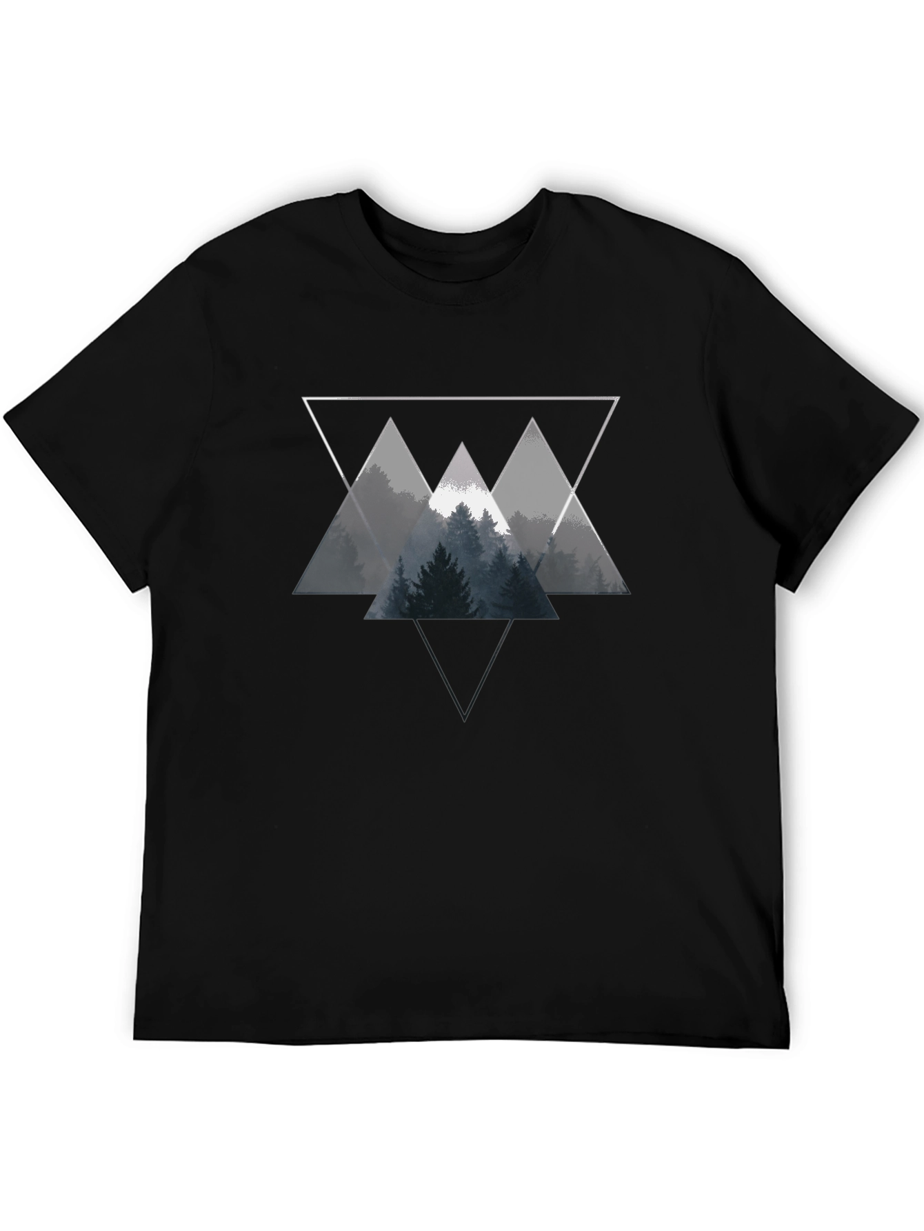 Geometric Forest Graphic Tee - Black Unisex T-Shirt