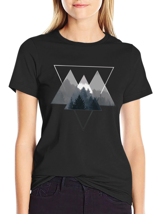 Geometric Forest Graphic Tee - Black Unisex T-Shirt