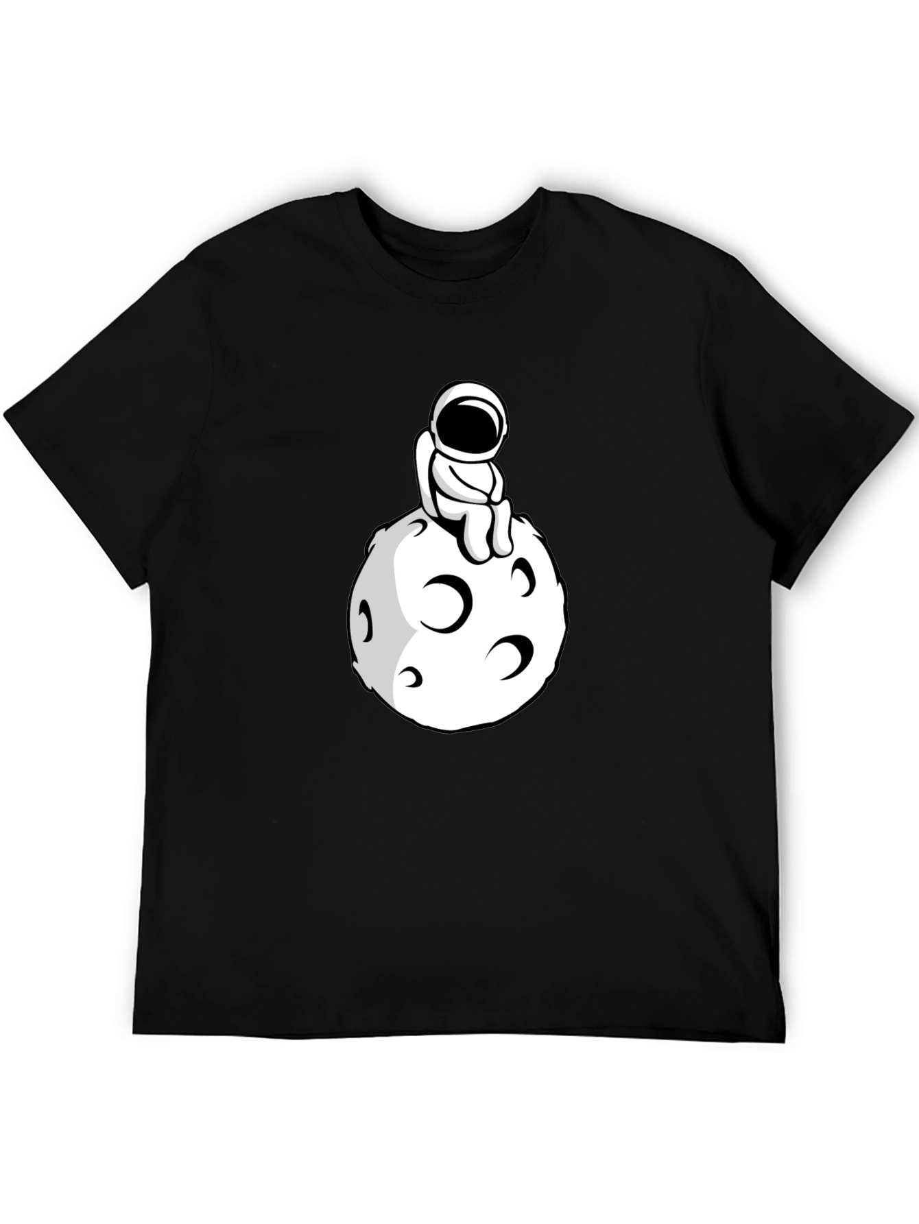 Astronaut on the Moon Black T-Shirt