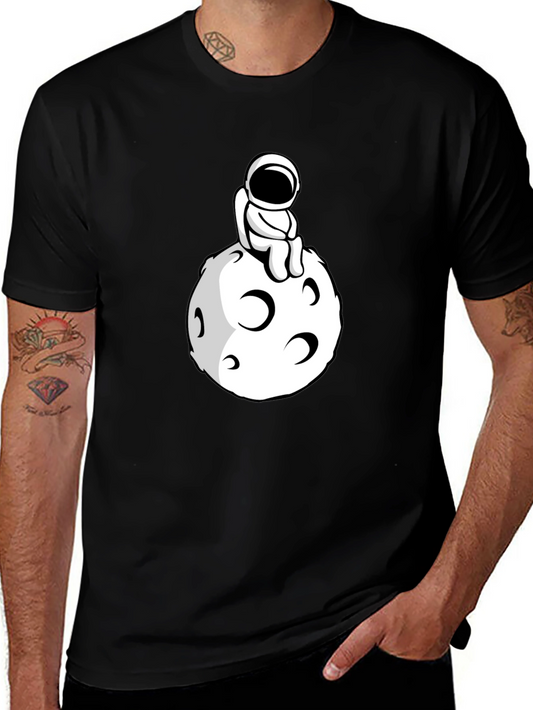 Astronaut on the Moon Black T-Shirt