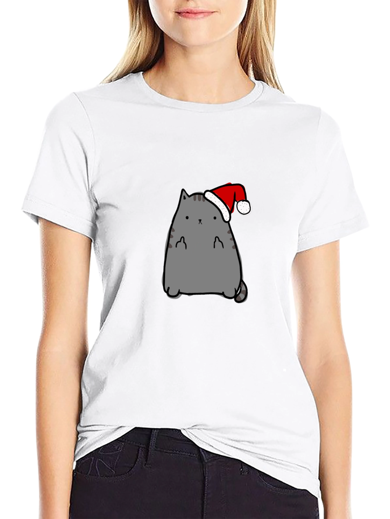 Festive Cat Graphic Tee - Holiday Fun!