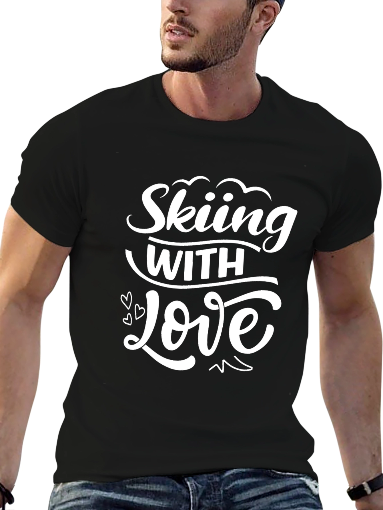 Skiing with Love Graphic Tee - Black