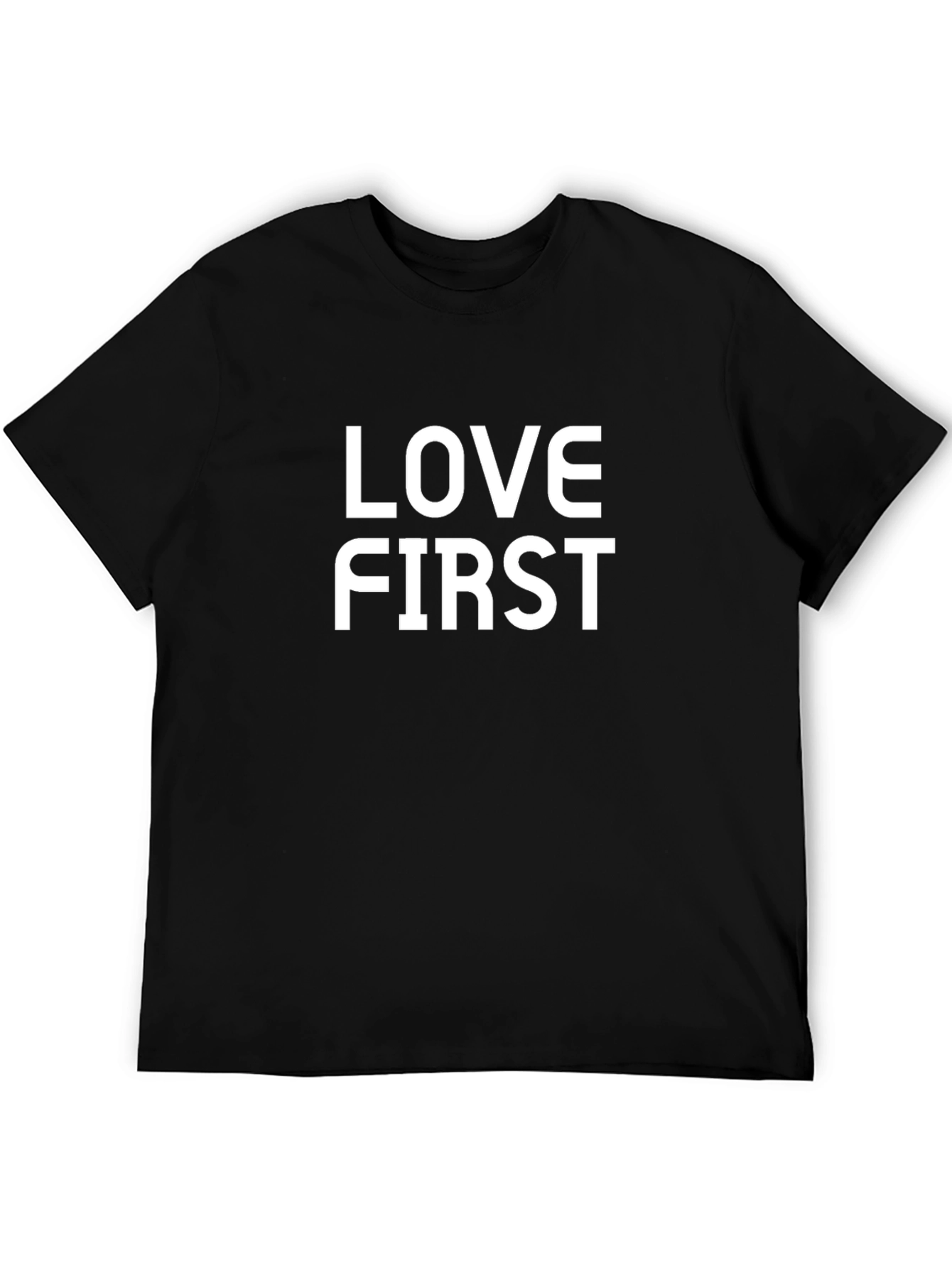 Love First Graphic Tee - Black Cotton Blend T-Shirt