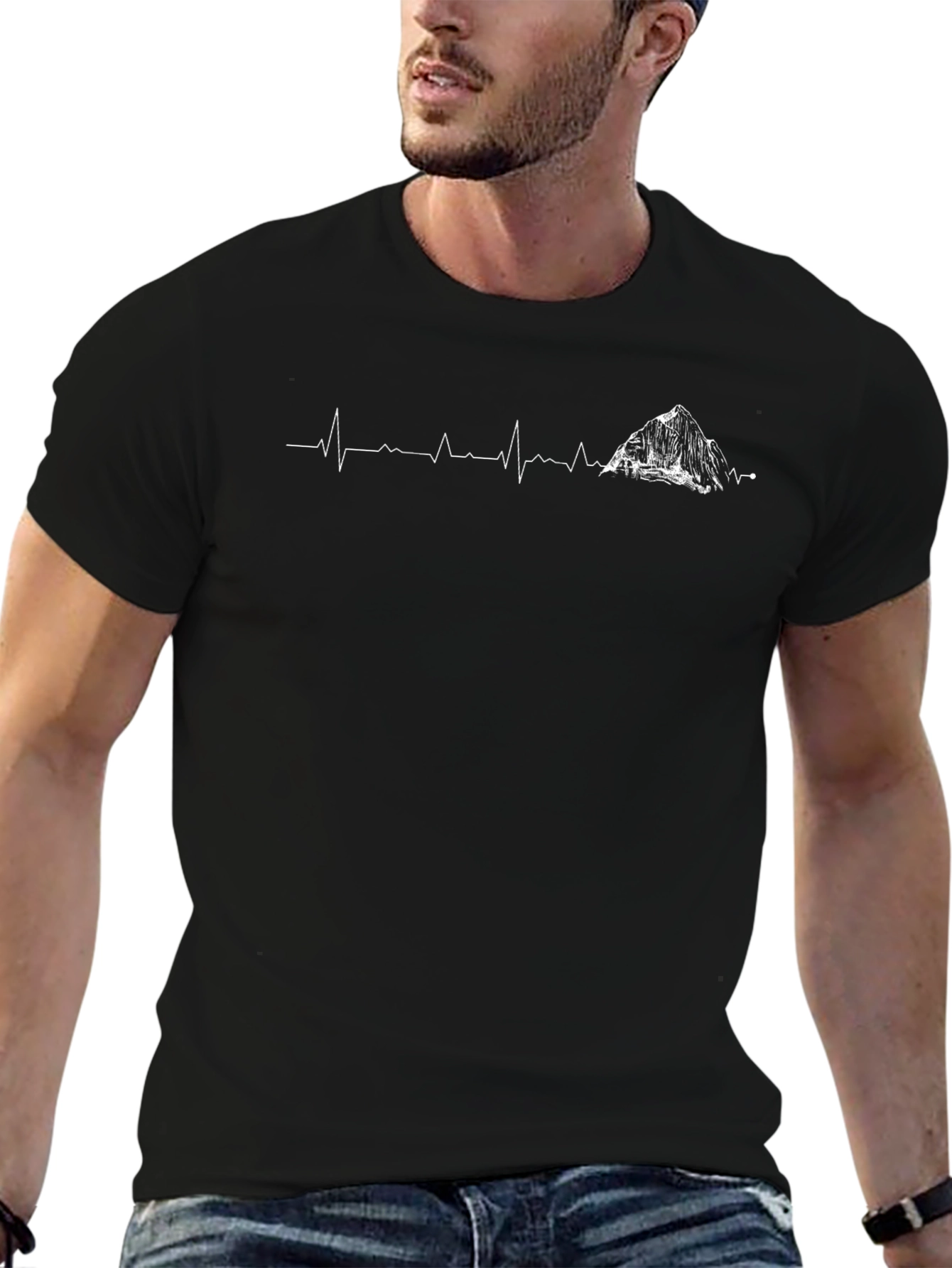 Mountain Peak Heartbeat Graphic T-Shirt