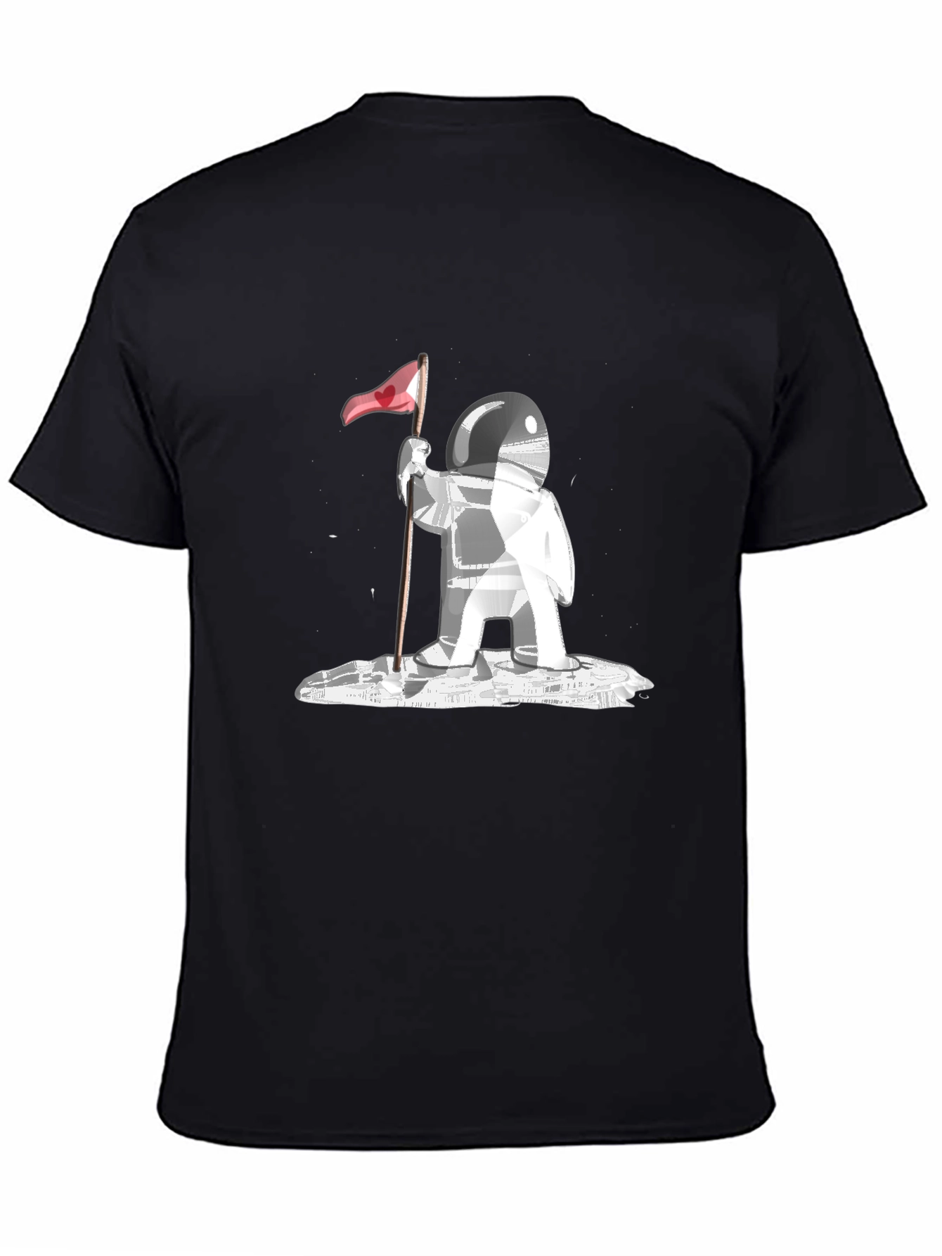 Astronaut Flag Graphic Tee - Black Cotton Comfort