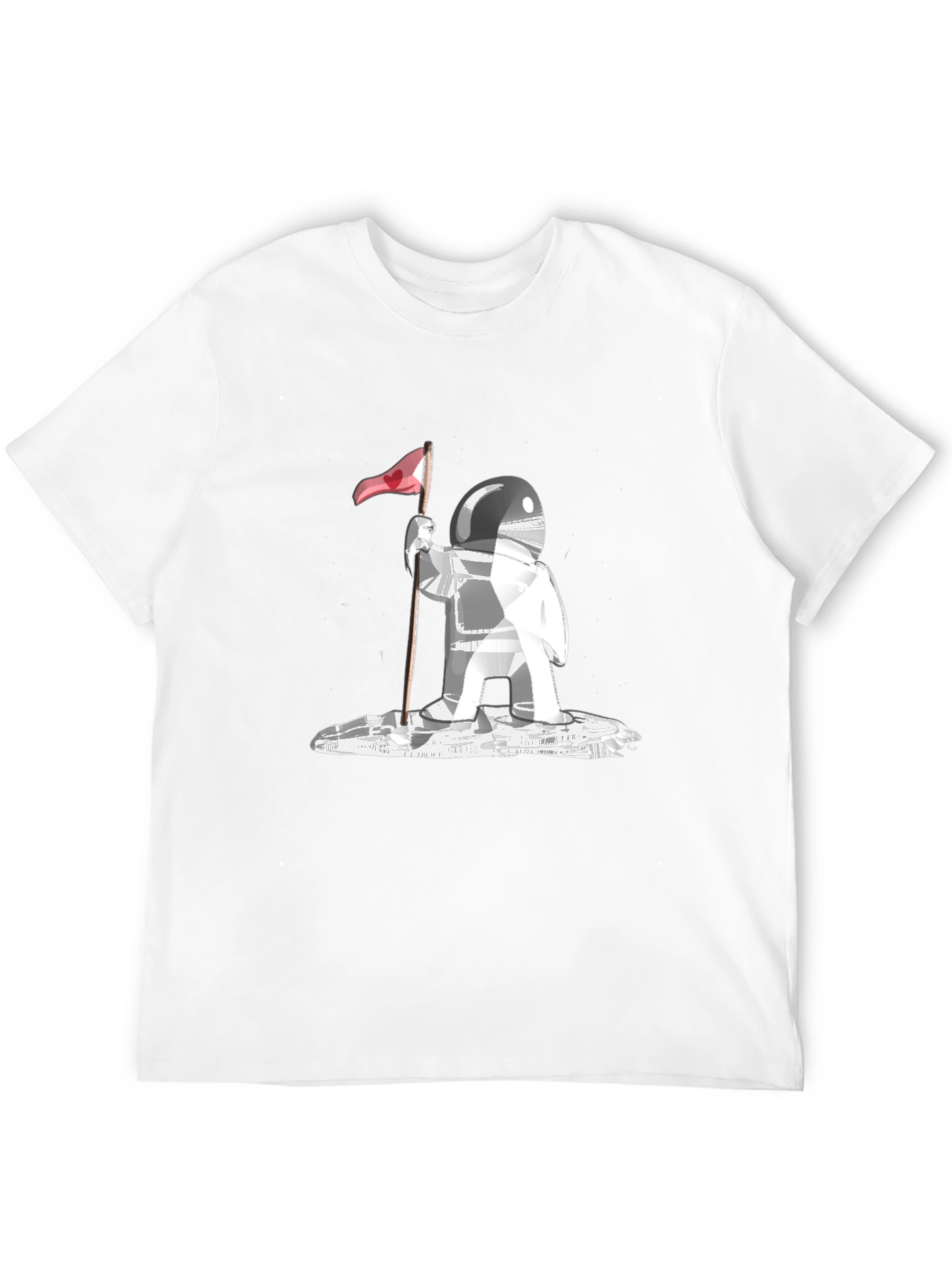 Astronaut Flag Graphic Tee - Black Cotton Comfort