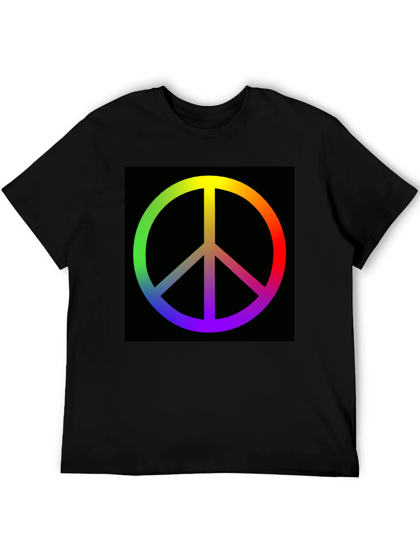 Rainbow Peace Sign Graphic Tee - Black Cotton Blend