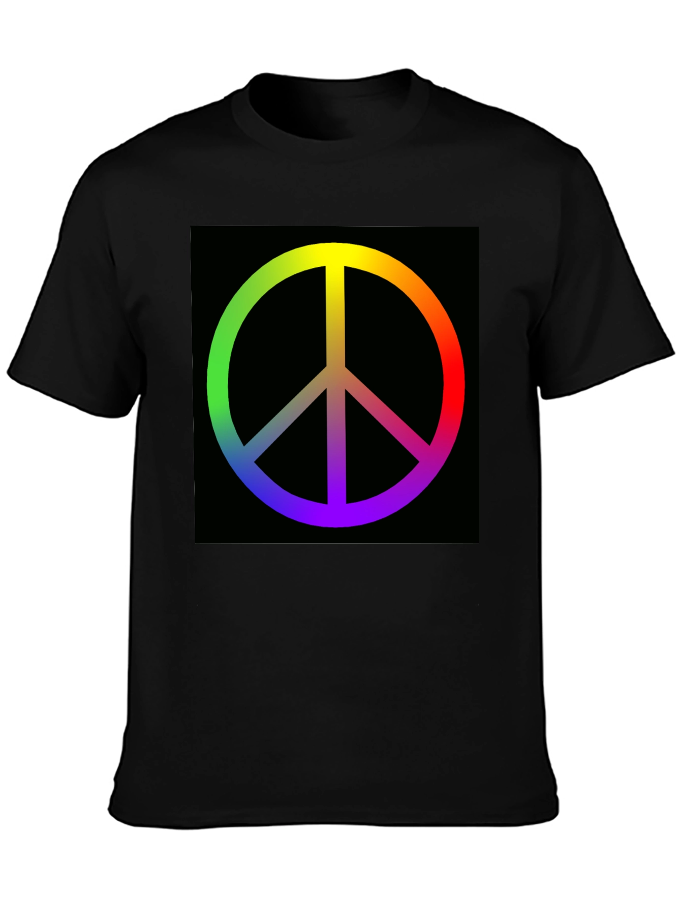 Rainbow Peace Sign Graphic Tee - Black Cotton Blend