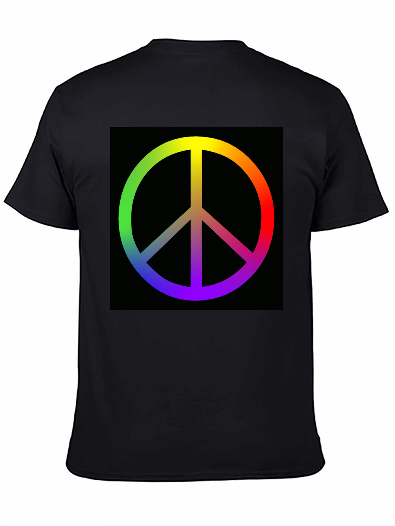 Rainbow Peace Sign Graphic Tee - Black Cotton Blend