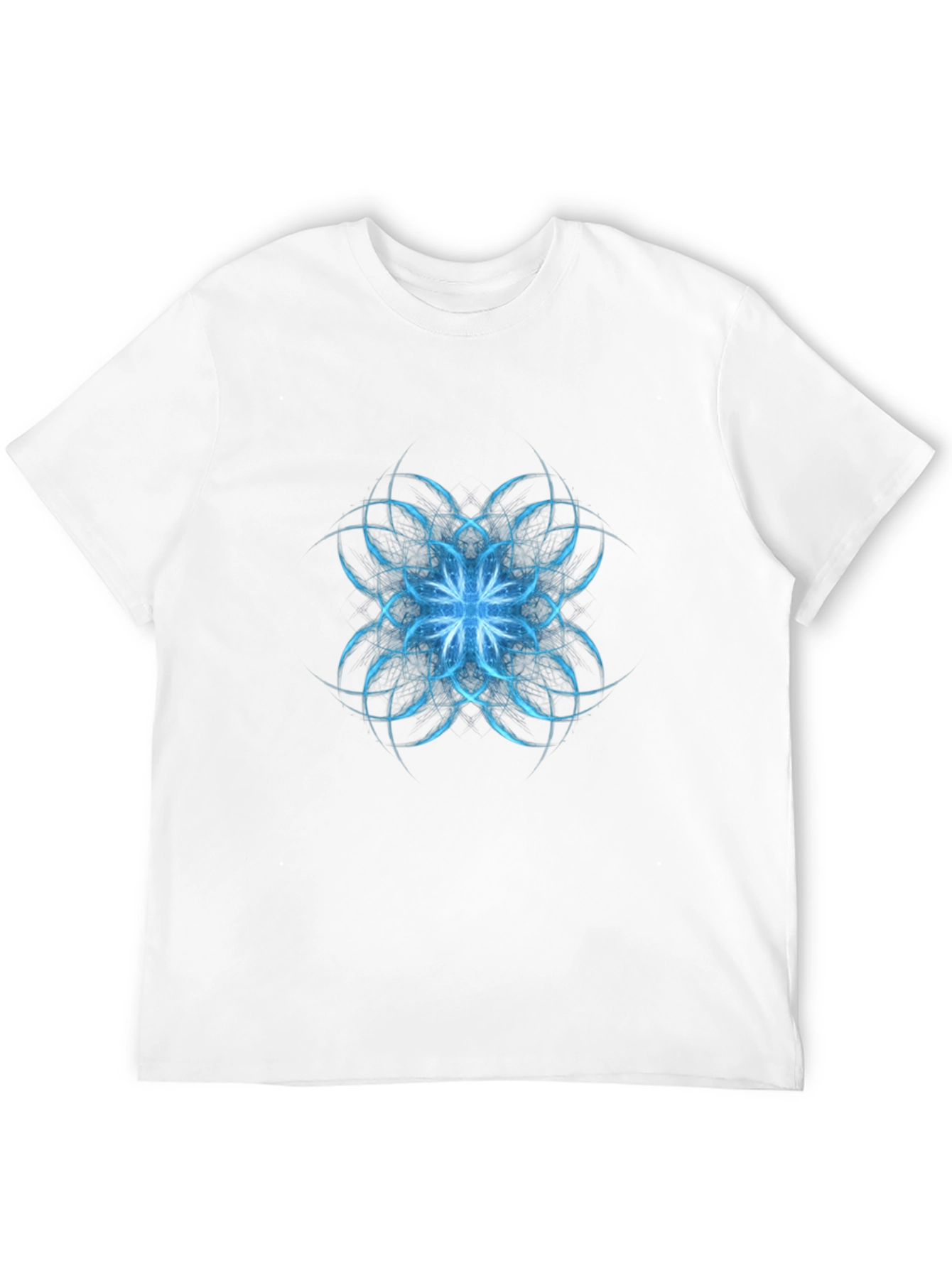 Abstract Blue Floral Graphic Black T-Shirt