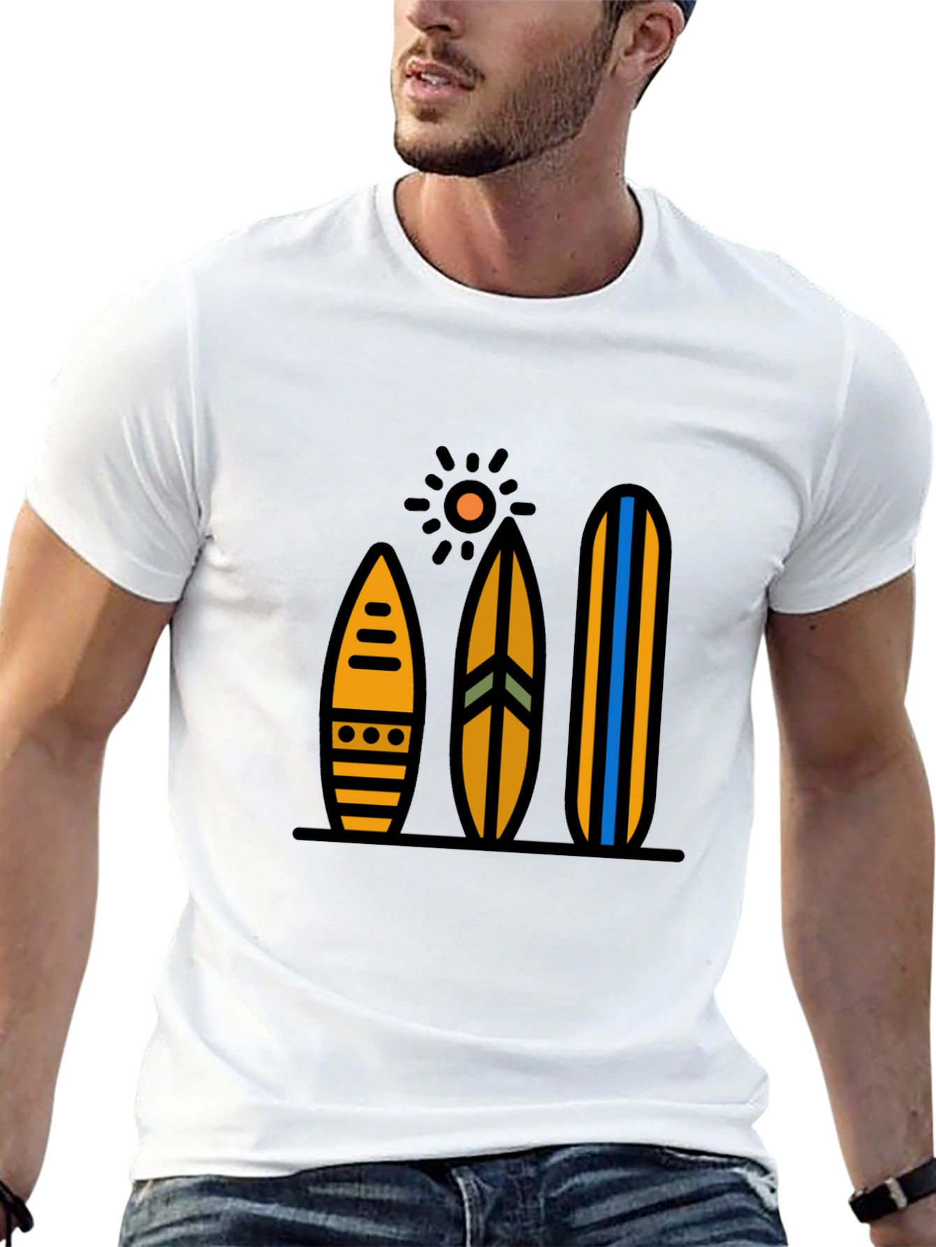 Surfboard Graphic Tee - Black Cotton Blend