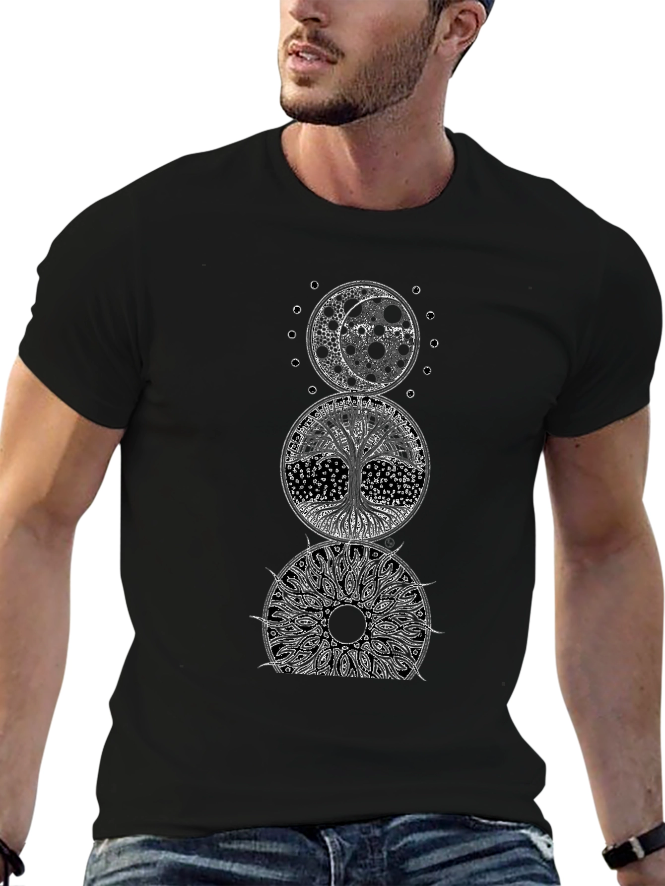Celestial Tree of Life Black Graphic Tee