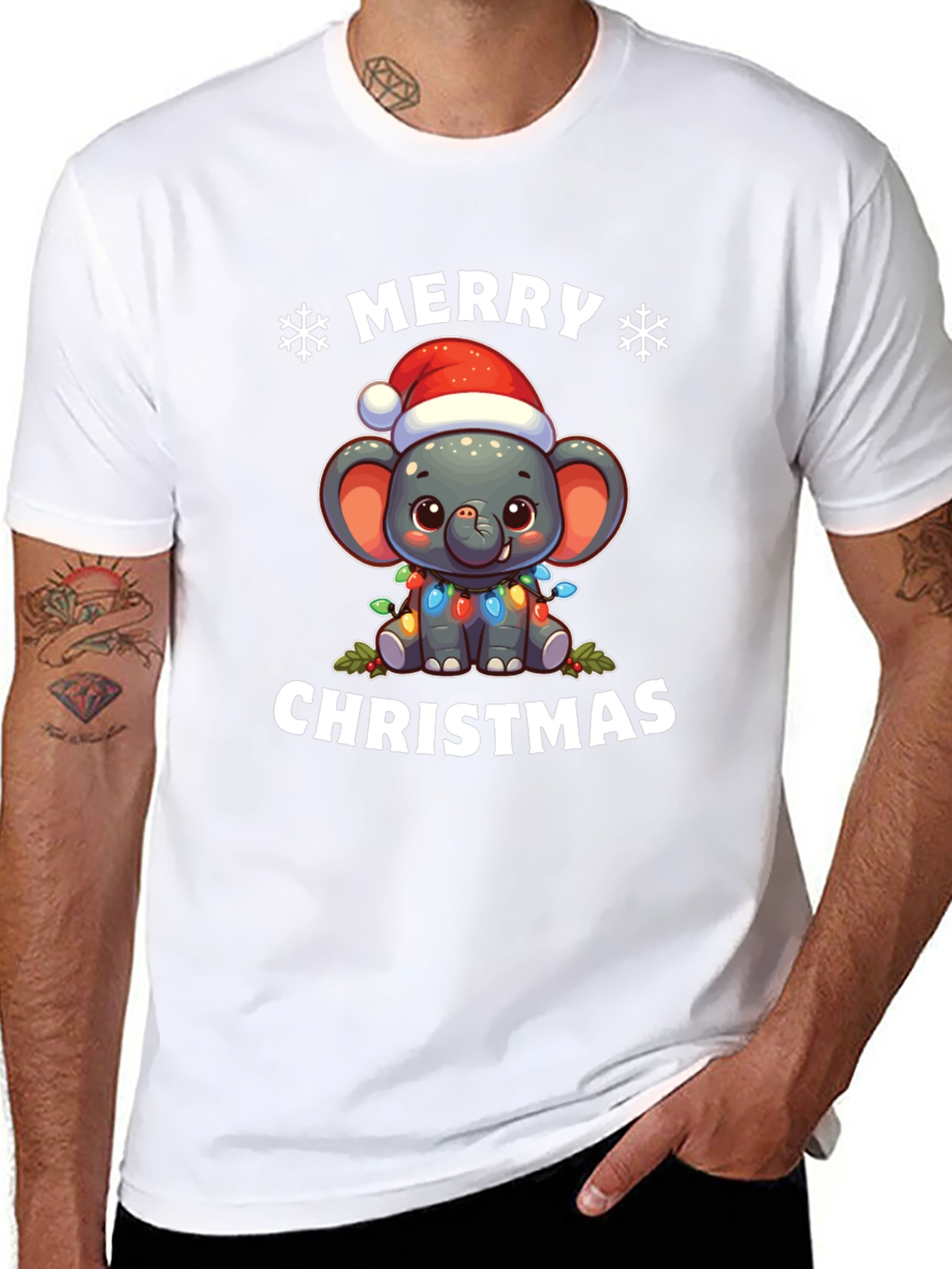 Merry Christmas Elephant Holiday T-Shirt