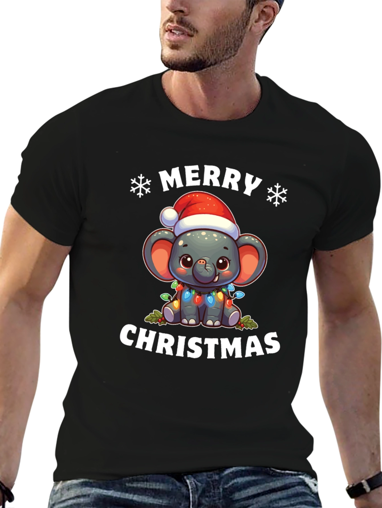 Merry Christmas Elephant Holiday T-Shirt