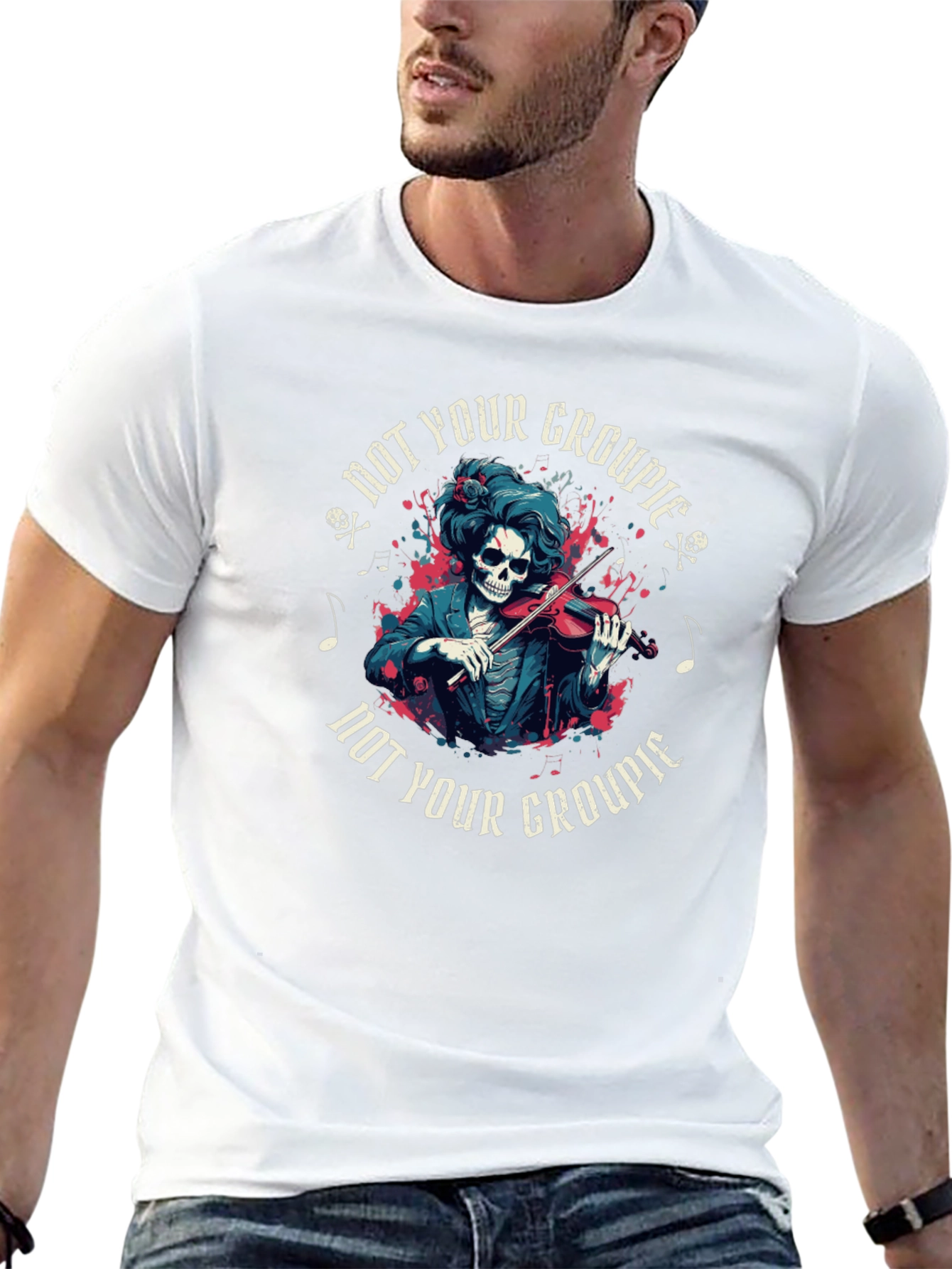 Not Your Groupie Skeleton Musician Graphic Tee