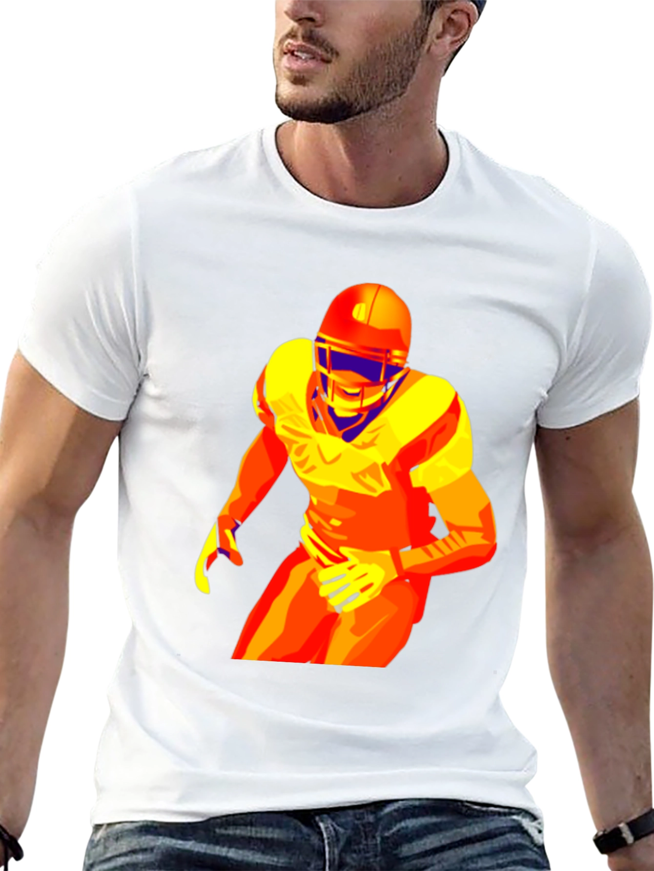 Football Player Graphic Tee - Premium Cotton Blend
