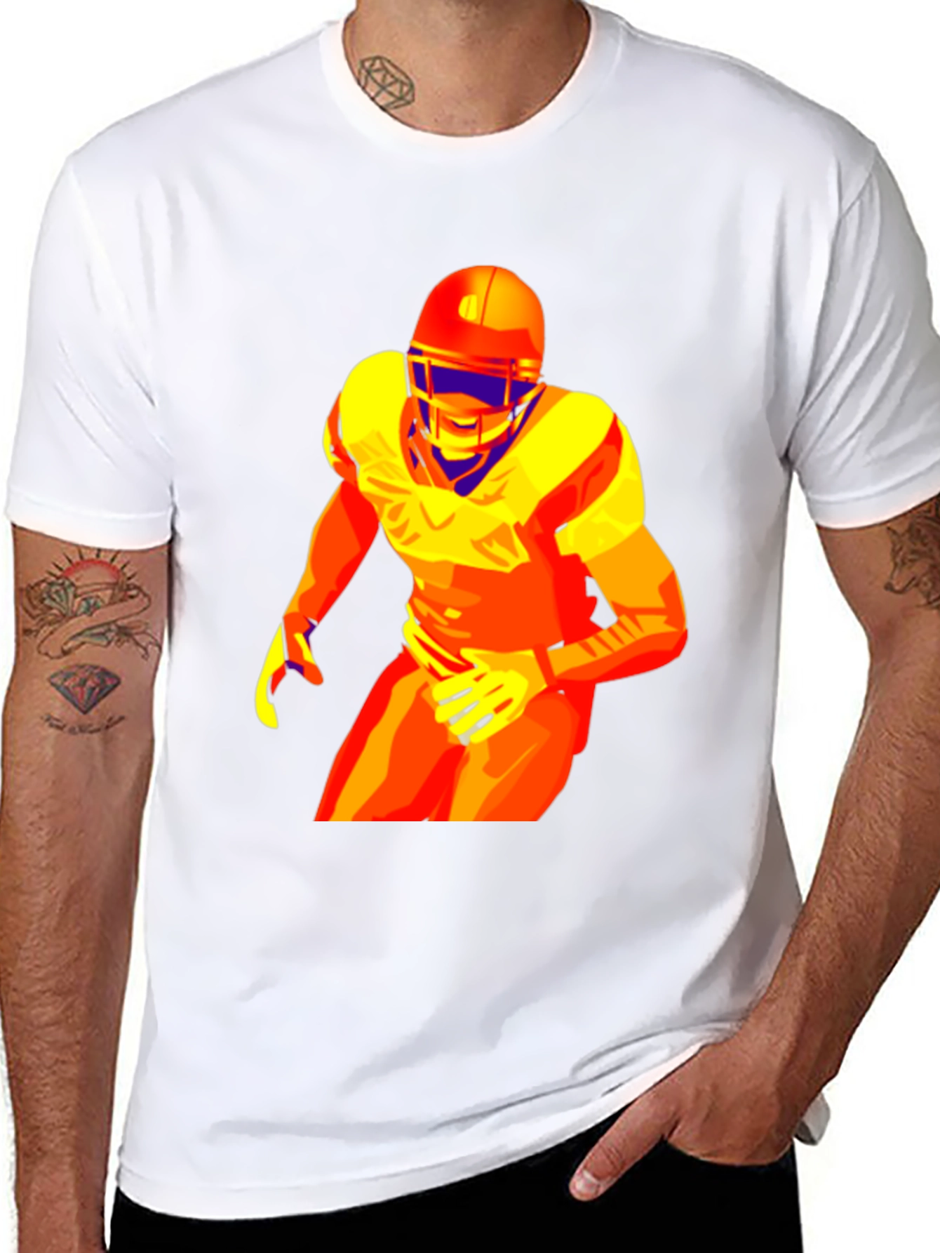 Football Player Graphic Tee - Premium Cotton Blend