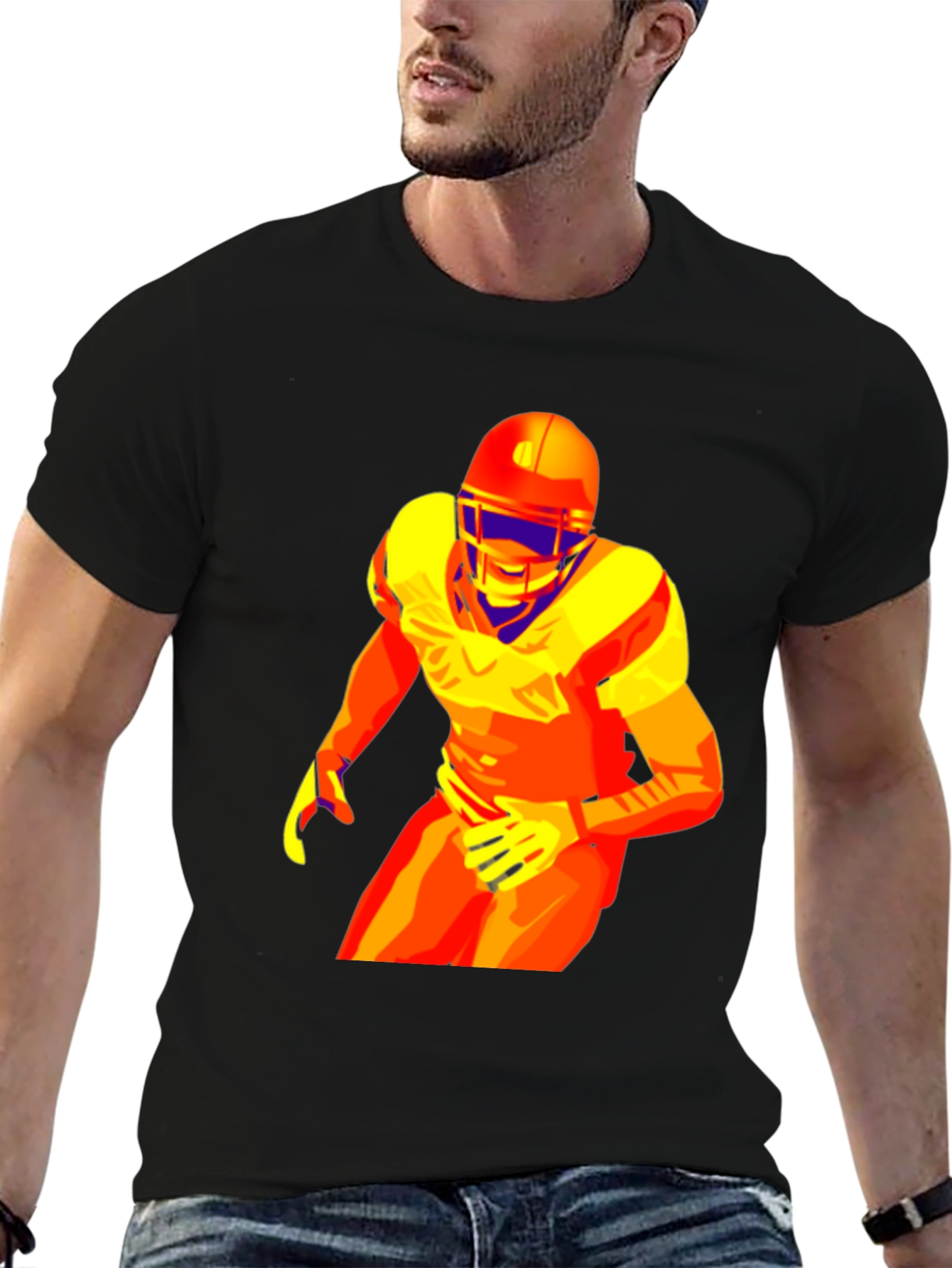 Football Player Graphic Tee - Premium Cotton Blend