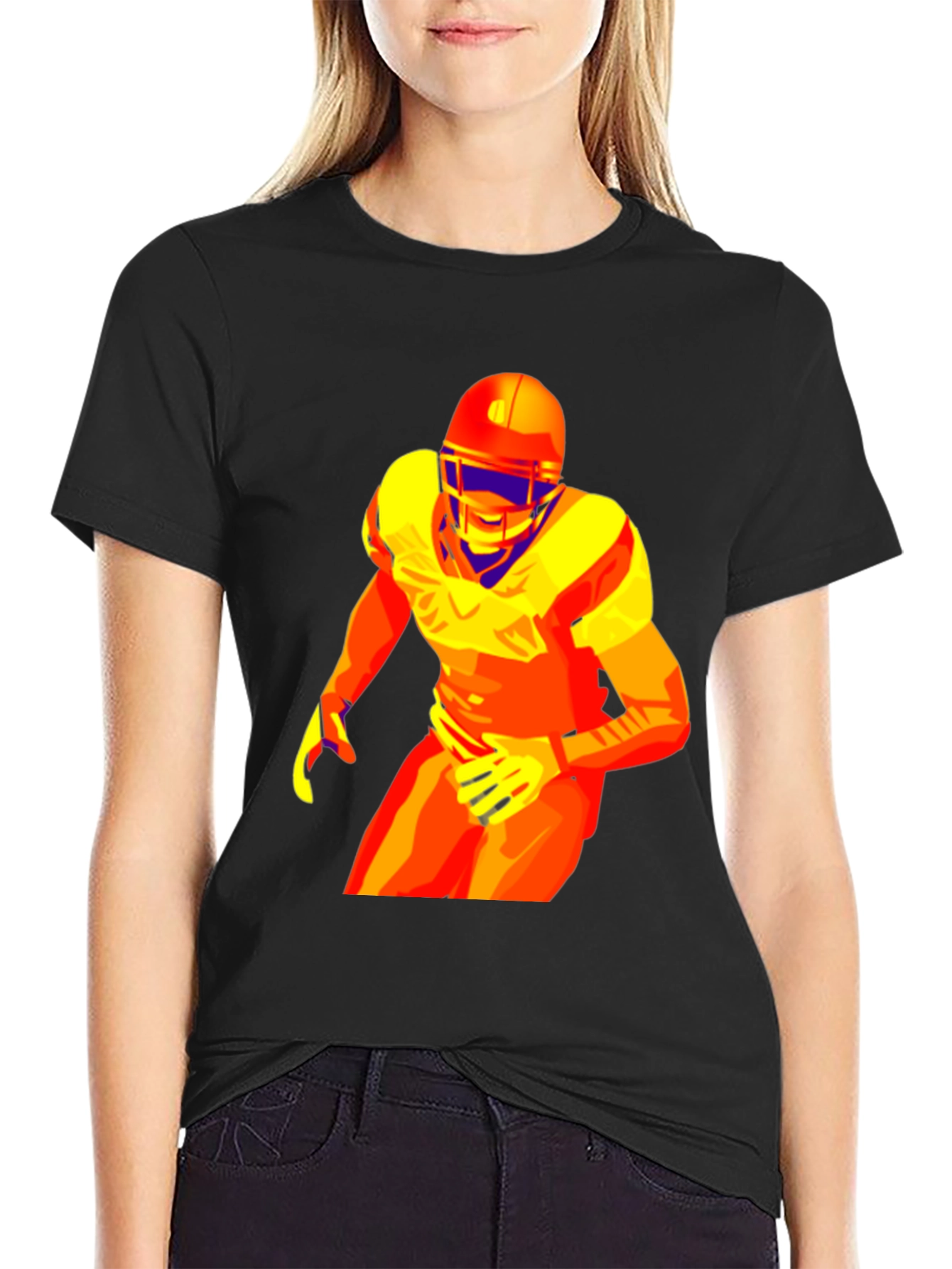 Football Player Graphic Tee - Premium Cotton Blend