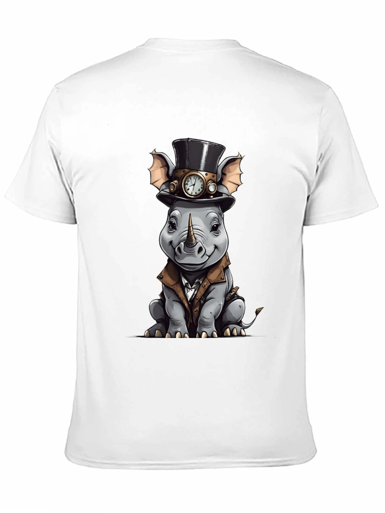 Steampunk Rhino Graphic Tee - Whimsical Animal Design