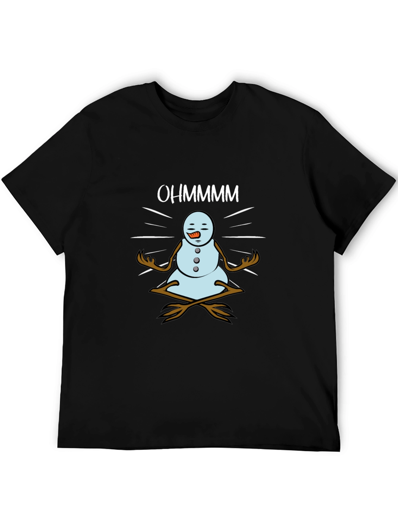 OHMMMMM Snowman Meditation Black T-Shirt