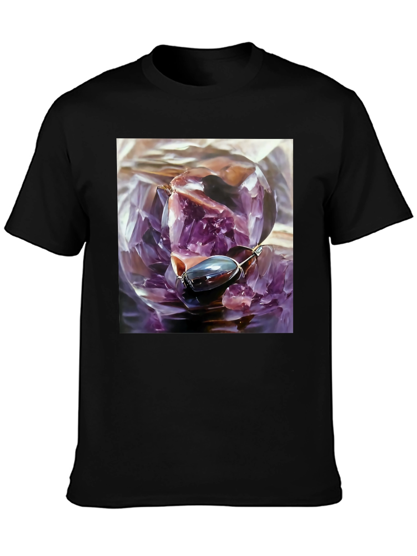 Amethyst Crystal Graphic Tee - Unique Art Shirt
