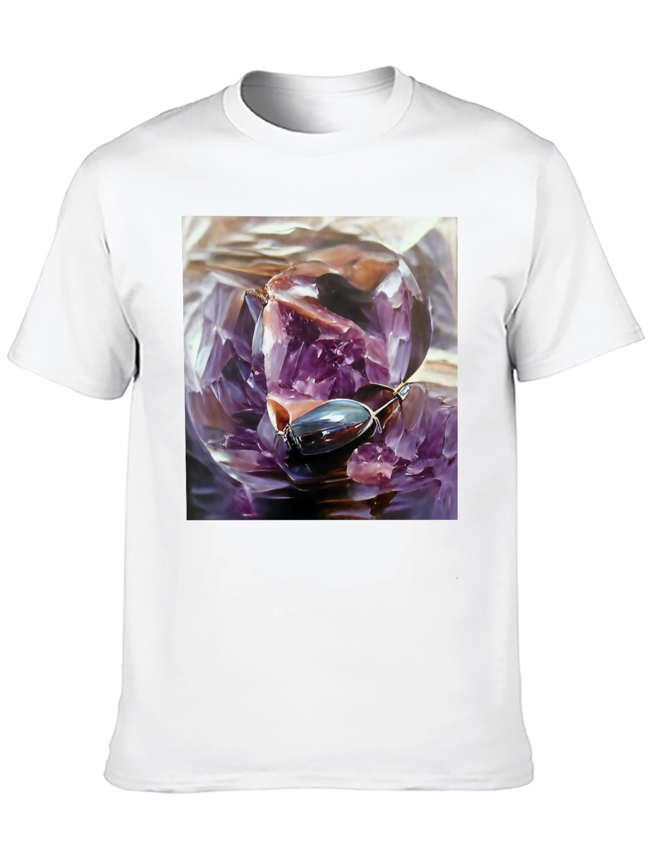 Amethyst Crystal Graphic Tee - Unique Art Shirt