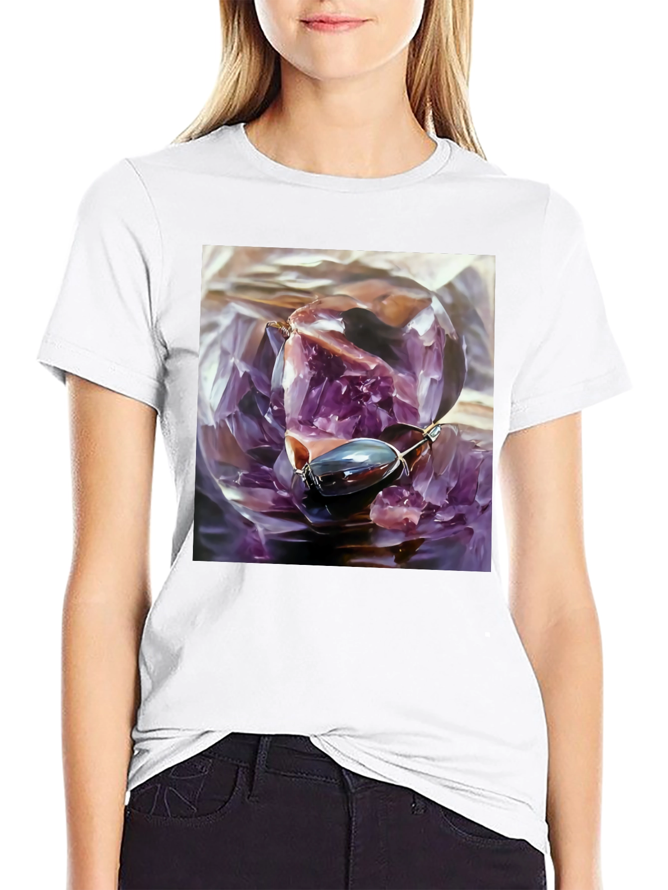 Amethyst Crystal Graphic Tee - Unique Art Shirt