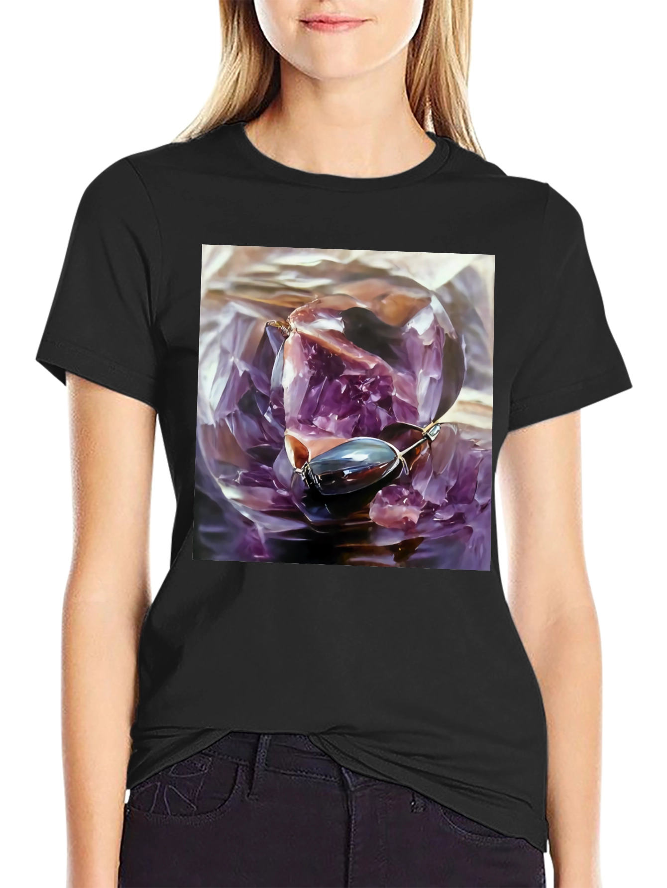 Amethyst Crystal Graphic Tee - Unique Art Shirt