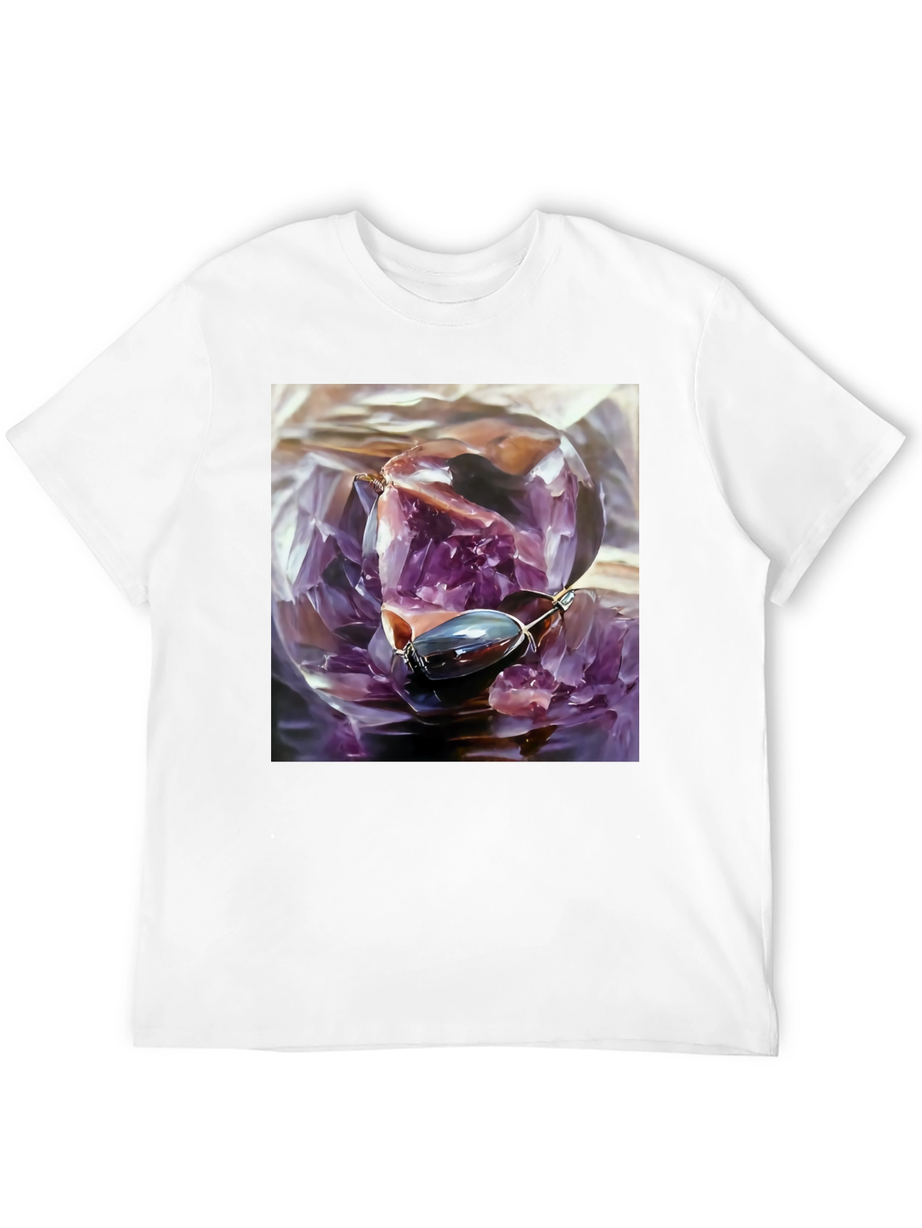 Amethyst Crystal Graphic Tee - Unique Art Shirt