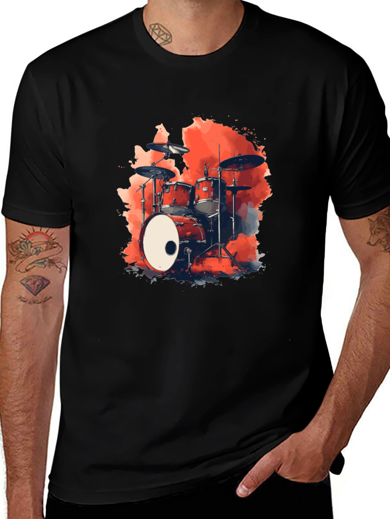 Drum Kit Graphic Black T-Shirt