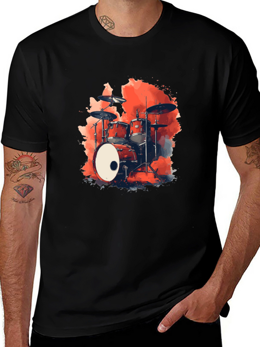 Drum Kit Graphic Black T-Shirt