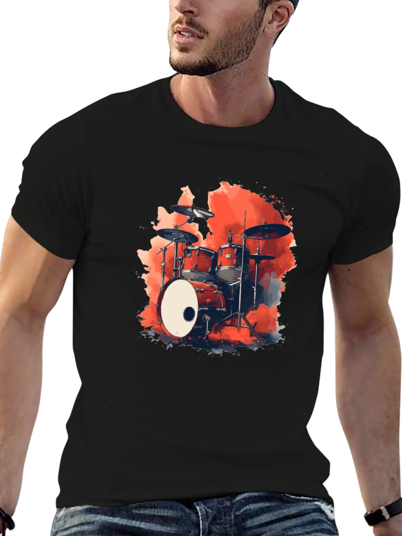 Drum Kit Graphic Black T-Shirt