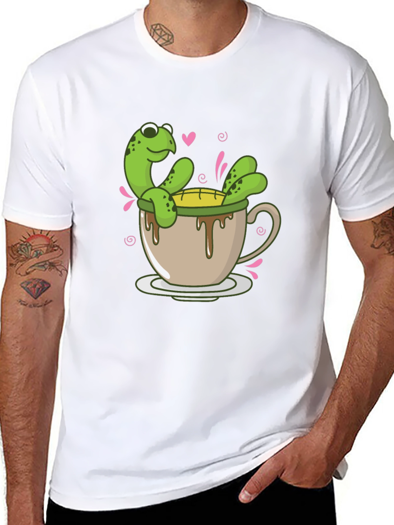 Cute Turtle Tea Cup Graphic T-Shirt