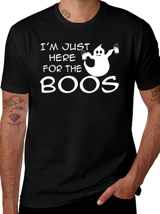 Boos T-Shirt Funny Halloween Ghost Drinking Beer Tee
