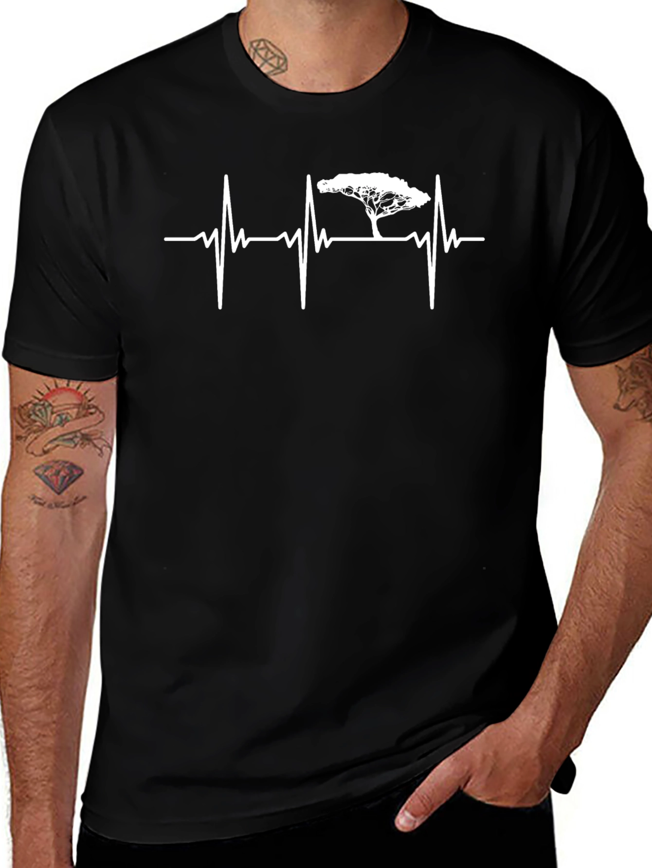 Heartbeat Tree Graphic Tee - Mens Black T-Shirt