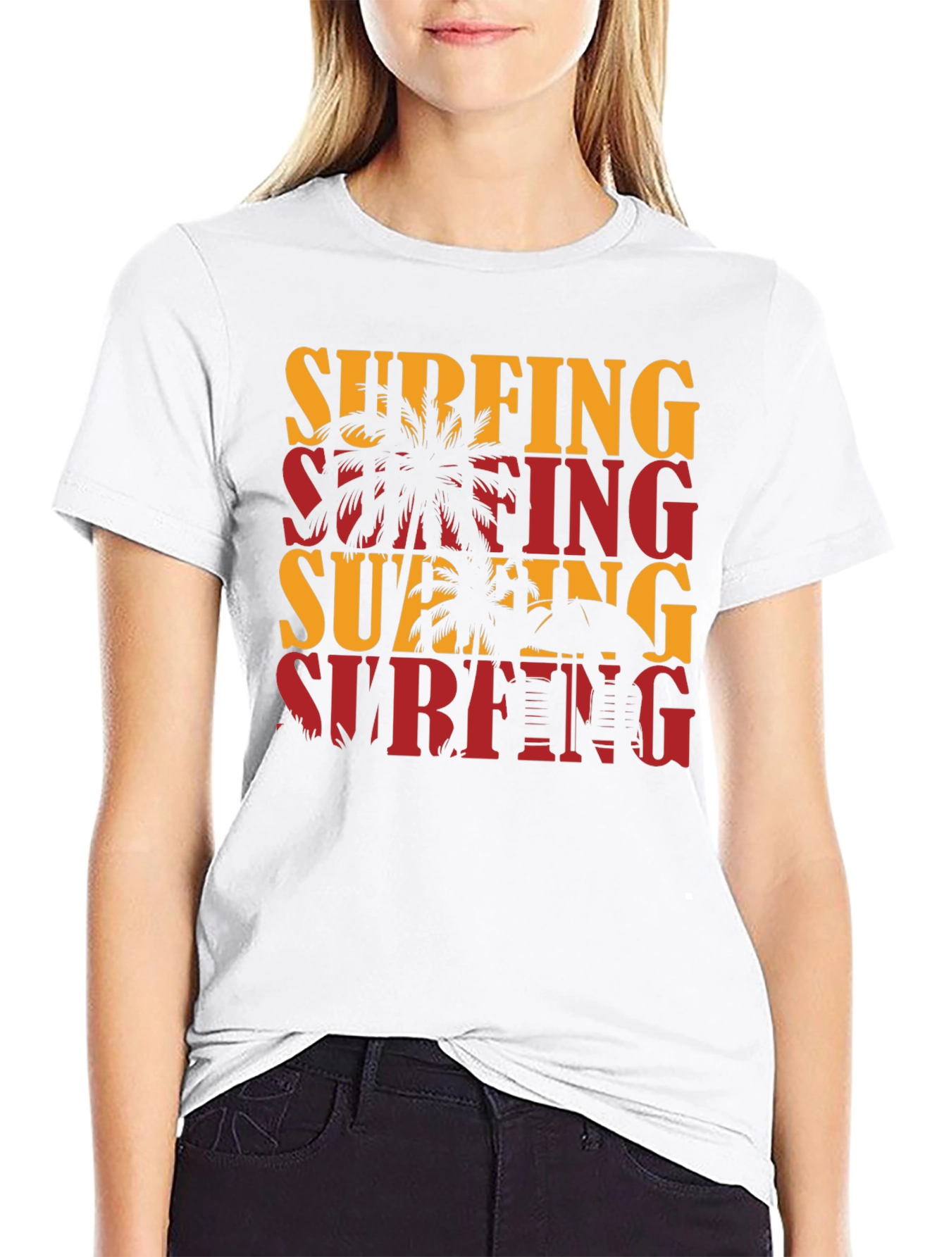 Surfing Graphic Tee - Tropical Palm Tree T-Shirt
