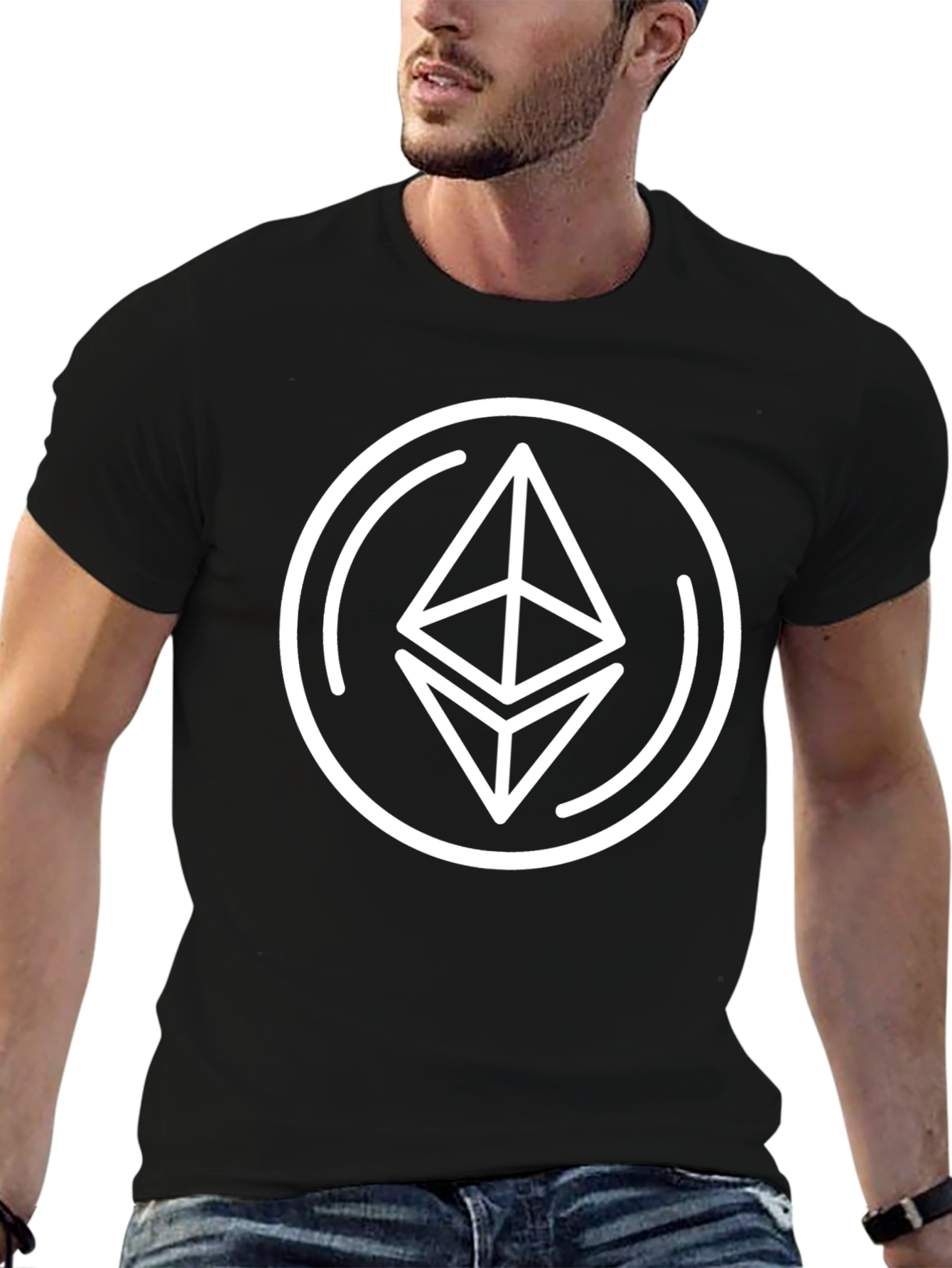 Ethereum Crypto Logo T-Shirt - Black Crew Neck