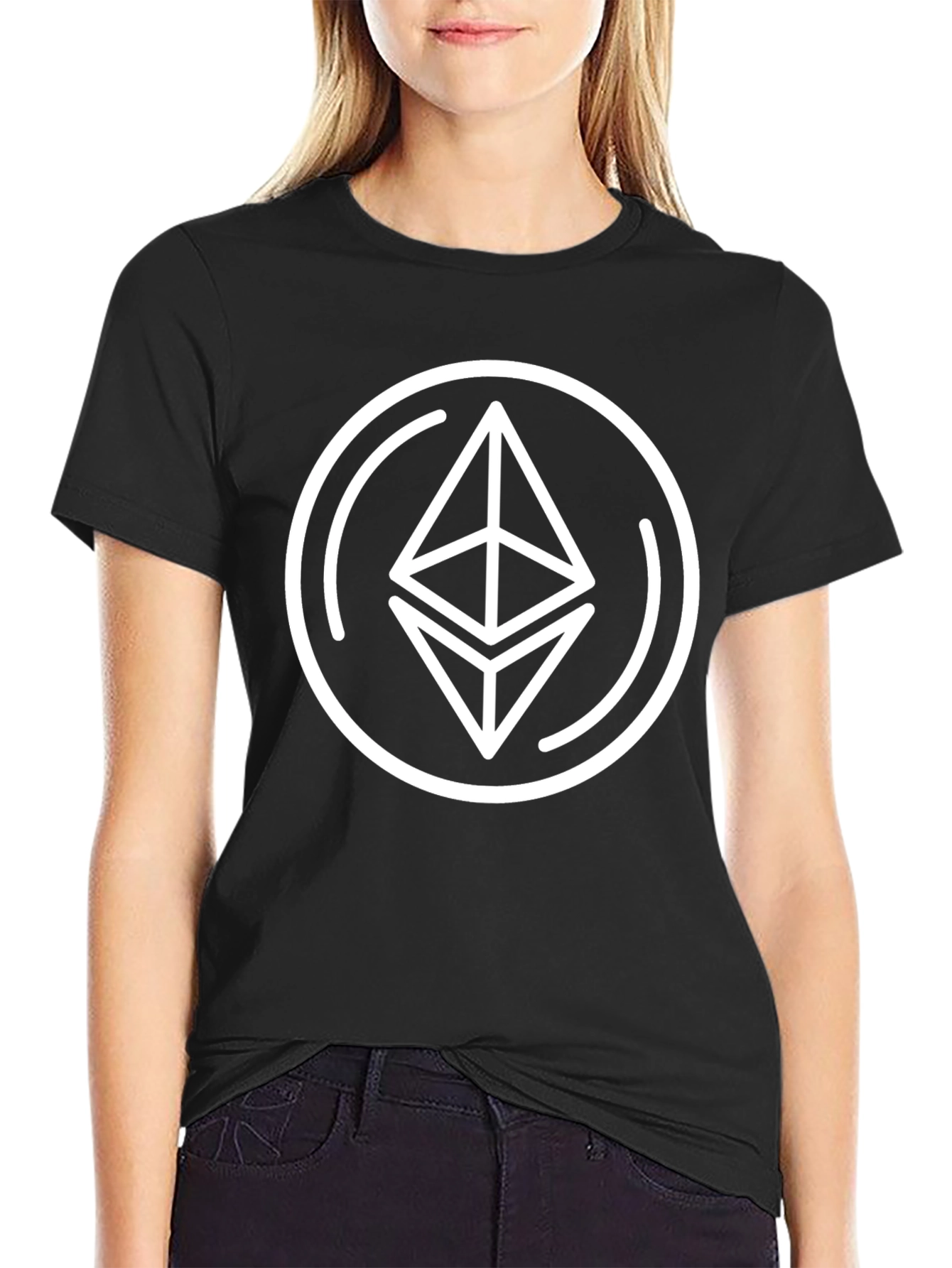 Ethereum Crypto Logo T-Shirt - Black Crew Neck