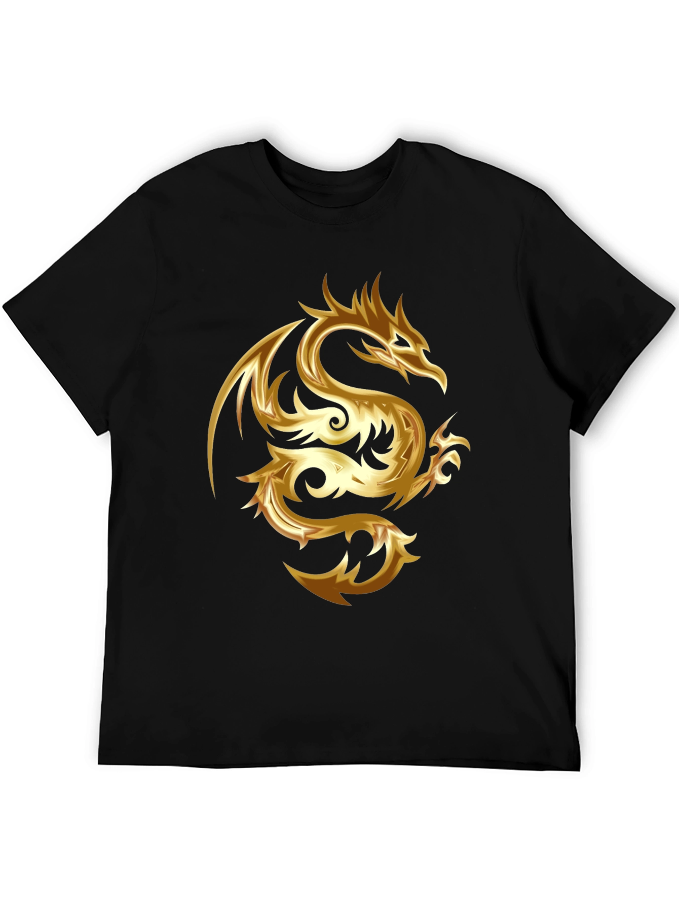 Gold Dragon Graphic Tee - Stylish Mens Black T-Shirt