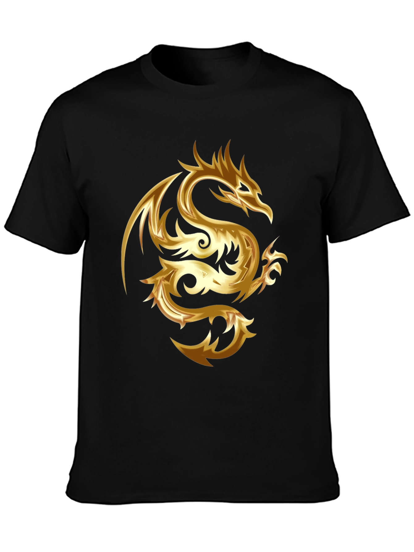 Gold Dragon Graphic Tee - Stylish Mens Black T-Shirt