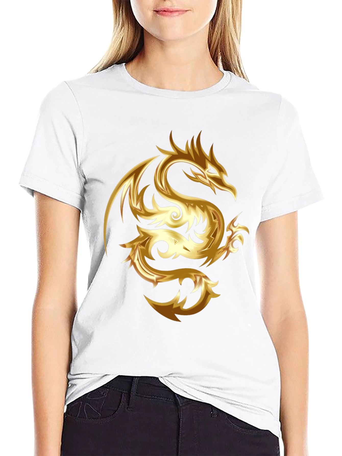 Gold Dragon Graphic Tee - Stylish Mens Black T-Shirt