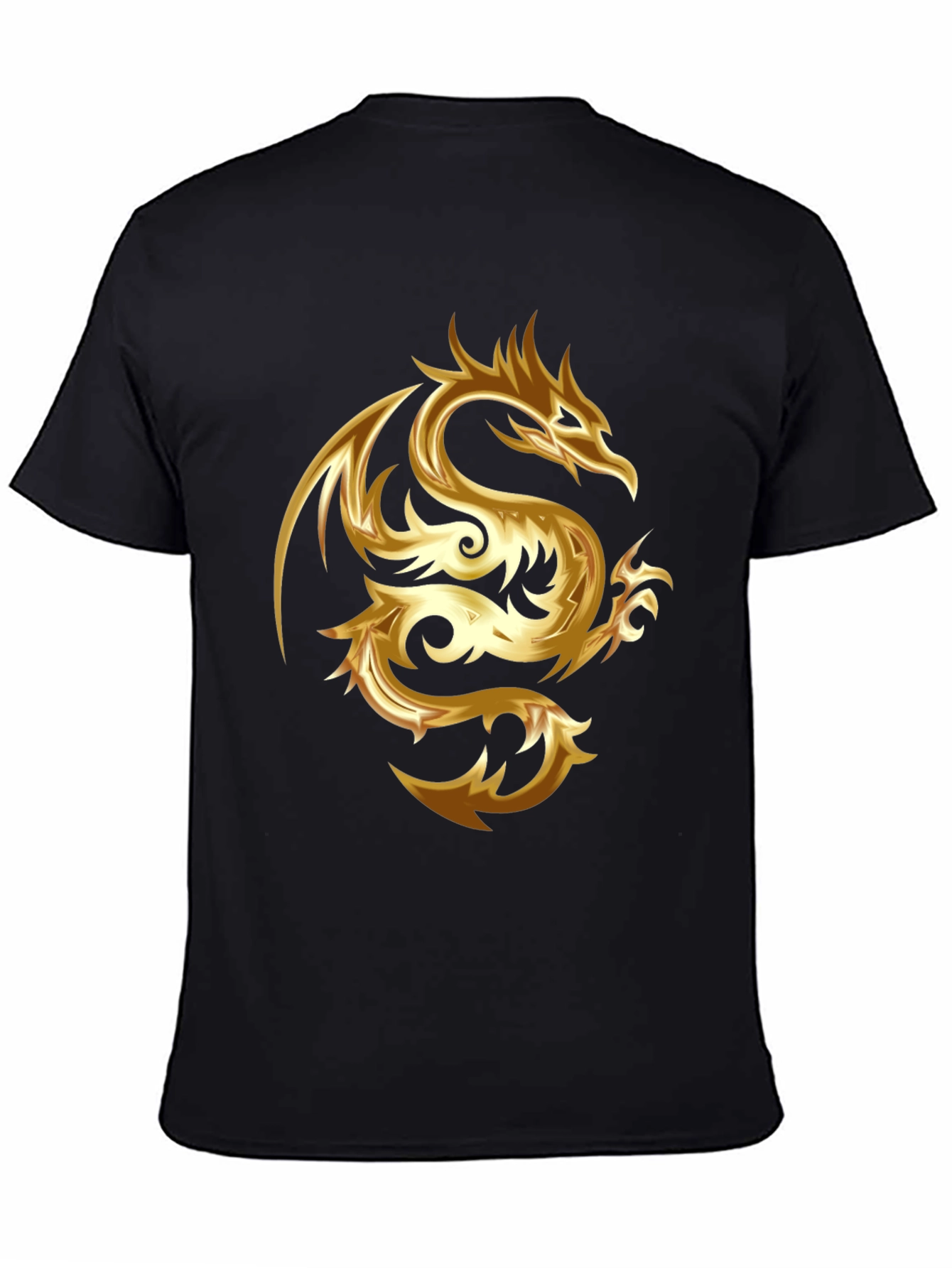 Gold Dragon Graphic Tee - Stylish Mens Black T-Shirt