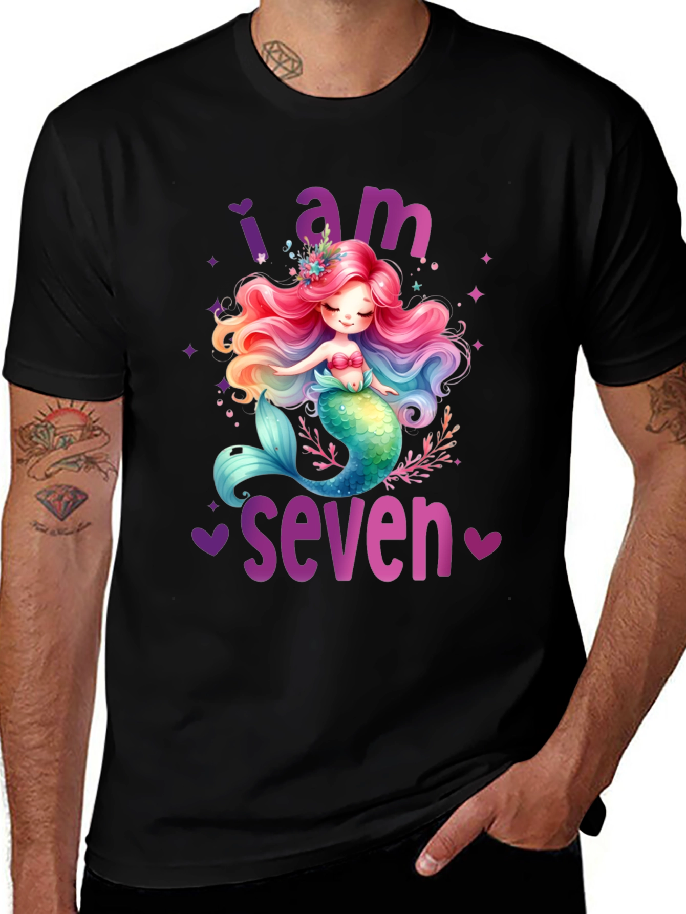 Mermaid Birthday T-Shirt - I Am Seven